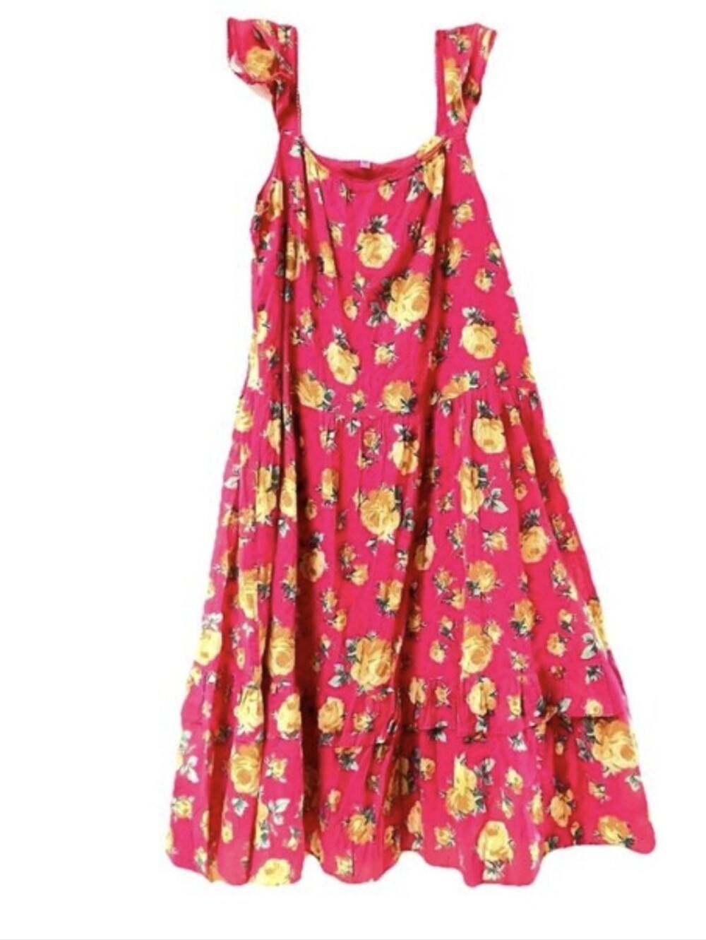 Betsey Johnson Maxi Dress Women Large Y2K Floral Roses Cotton Boho Relax Cottage